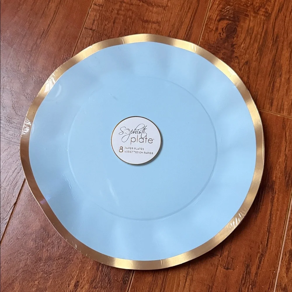 READ - NWT Baby Boy Blue Gold Plates Napkins Baby Shower Party Tableware